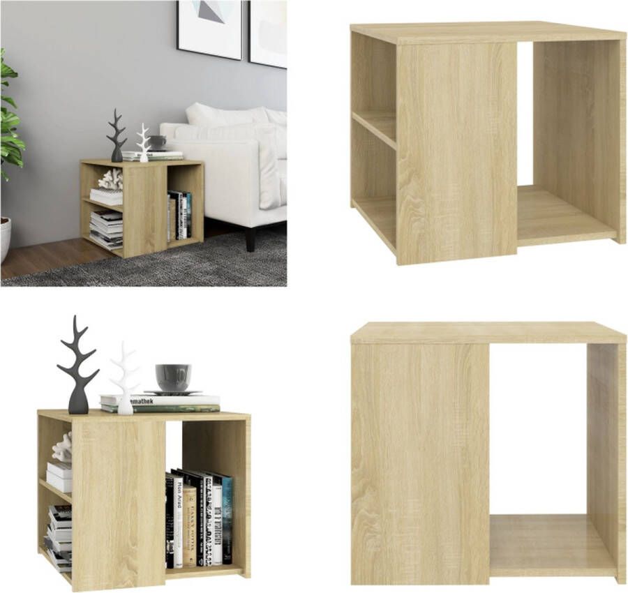 VidaXL Bijzettafel 50x50x45 cm bewerkt hout sonoma eikenkleurig Bijzettafeltje Bijzettafeltjes Salontafel Salontafels