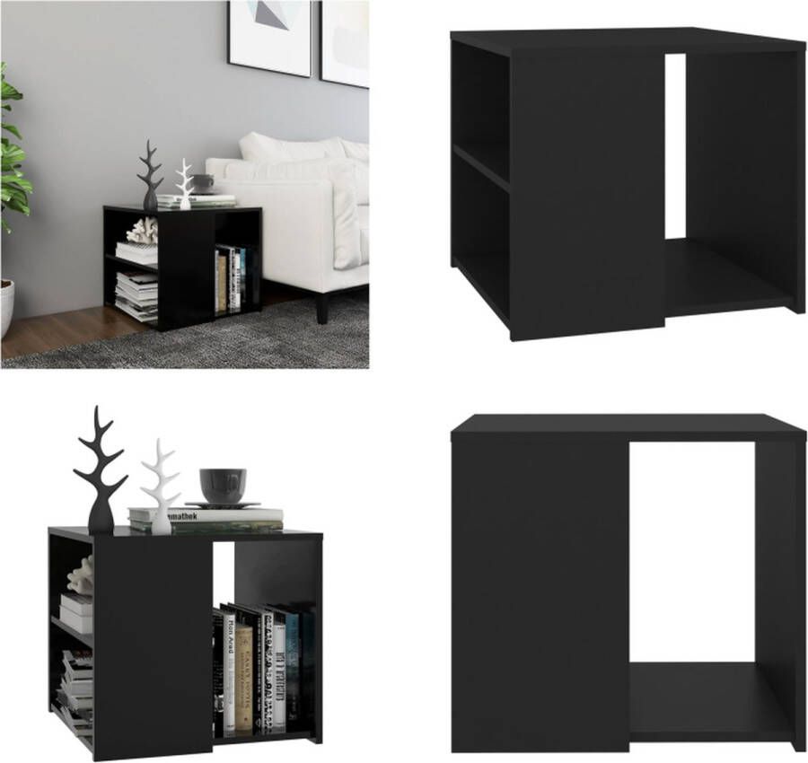 VidaXL Bijzettafel 50x50x45 cm bewerkt hout zwart Bijzettafeltje Bijzettafeltjes Salontafel Salontafels