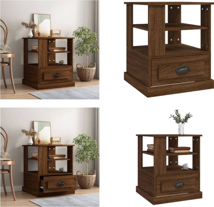 VidaXL -Bijzettafel-50x50x60-cm-bewerkt-hout-bruin-eikenkleur Bijzettafel Bijzettafels Eindtafel Salontafel