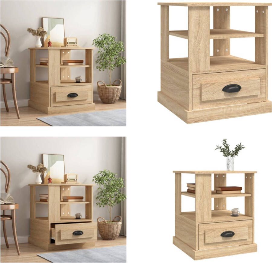 VidaXL -Bijzettafel-50x50x60-cm-bewerkt-hout-sonoma-eikenkleurig Bijzettafel Bijzettafels Eindtafel Salontafel