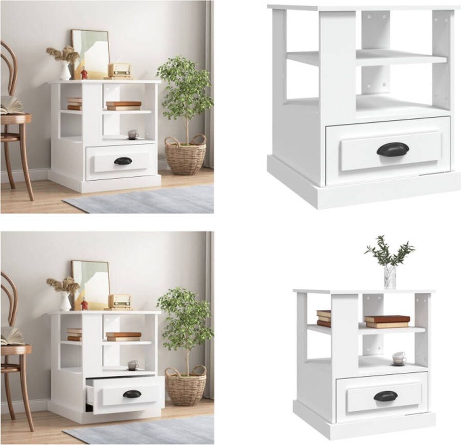 VidaXL -Bijzettafel-50x50x60-cm-bewerkt-hout-wit - Foto 2