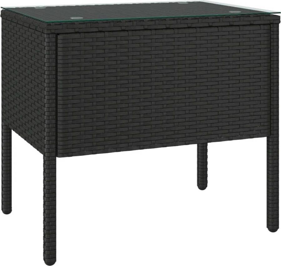 VidaXL -Bijzettafel-53x37x48-cm-poly-rattan-en-gehard-glas-zwart - Foto 3