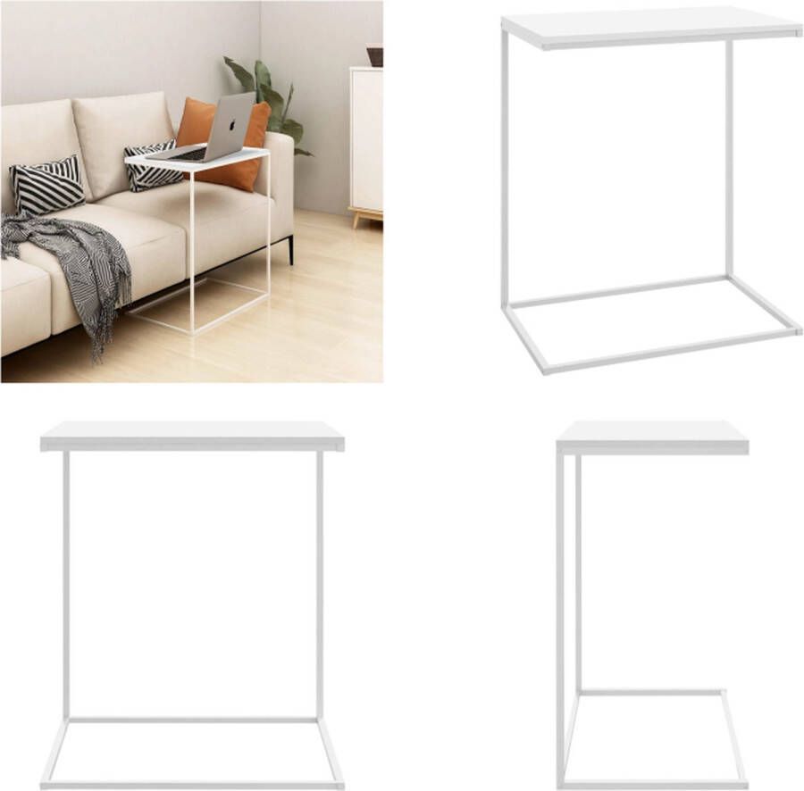 VidaXL Bijzettafel 55x35x66 cm bewerkt hout wit Salontafel Salontafels Koffietafel Koffietafels