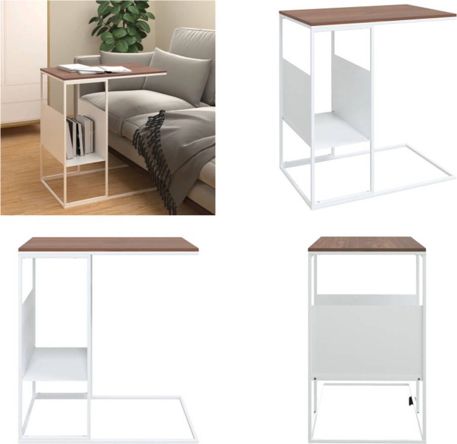 VidaXL Bijzettafel 55x36x59-5 cm bewerkt hout wit Bijzettafeltje Bijzettafeltjes Salontafel Bijzettafel