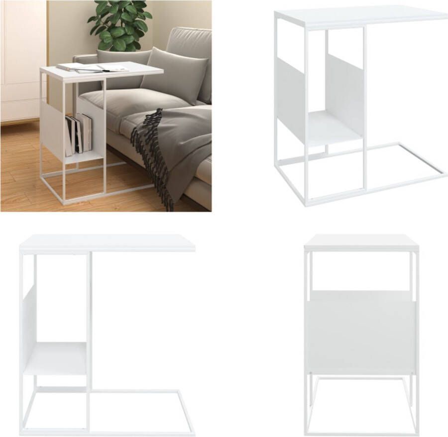 VidaXL Bijzettafel 55x36x59.5 cm bewerkt hout wit Bijzettafeltje Bijzettafeltjes Salontafel Bijzettafel