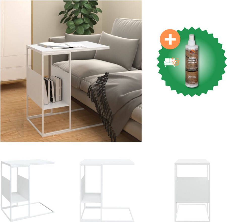VidaXL Bijzettafel 55x36x59.5 cm bewerkt hout wit Tafel Inclusief Houtreiniger en verfrisser