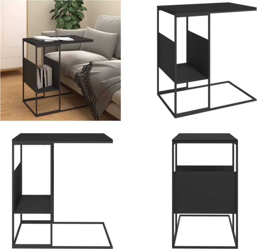 VidaXL Bijzettafel 55x36x59.5 cm bewerkt hout zwart Bijzettafeltje Bijzettafeltjes Salontafel Bijzettafel