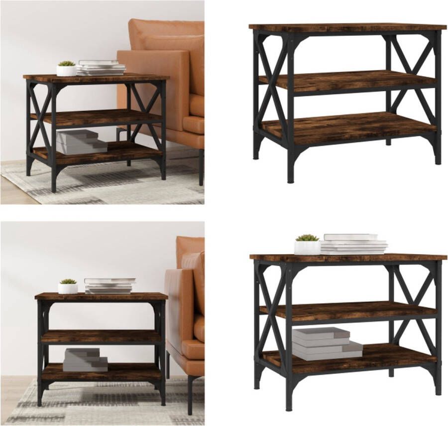 VidaXL Bijzettafel 55x38x45 cm bewerkt hout gerookt eikenkleurig Bijzettafel Bijzettafels Accenttafel Eindtafel