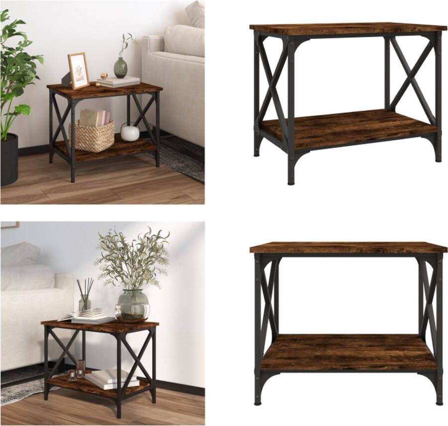 VidaXL Bijzettafel 55x38x45 cm bewerkt hout gerookt eikenkleurig Bijzettafel Bijzettafels Salontafel Salontafels