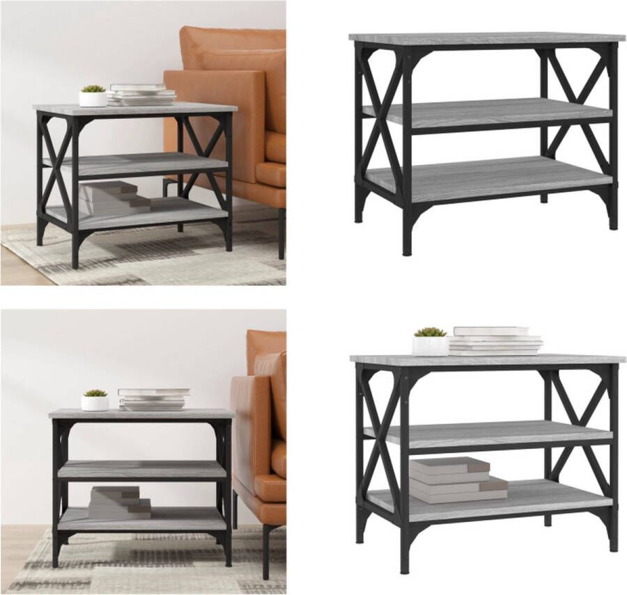 VidaXL Bijzettafel 55x38x45 cm bewerkt hout grijs sonoma eikenkleurig Bijzettafel Bijzettafels Accenttafel Eindtafel