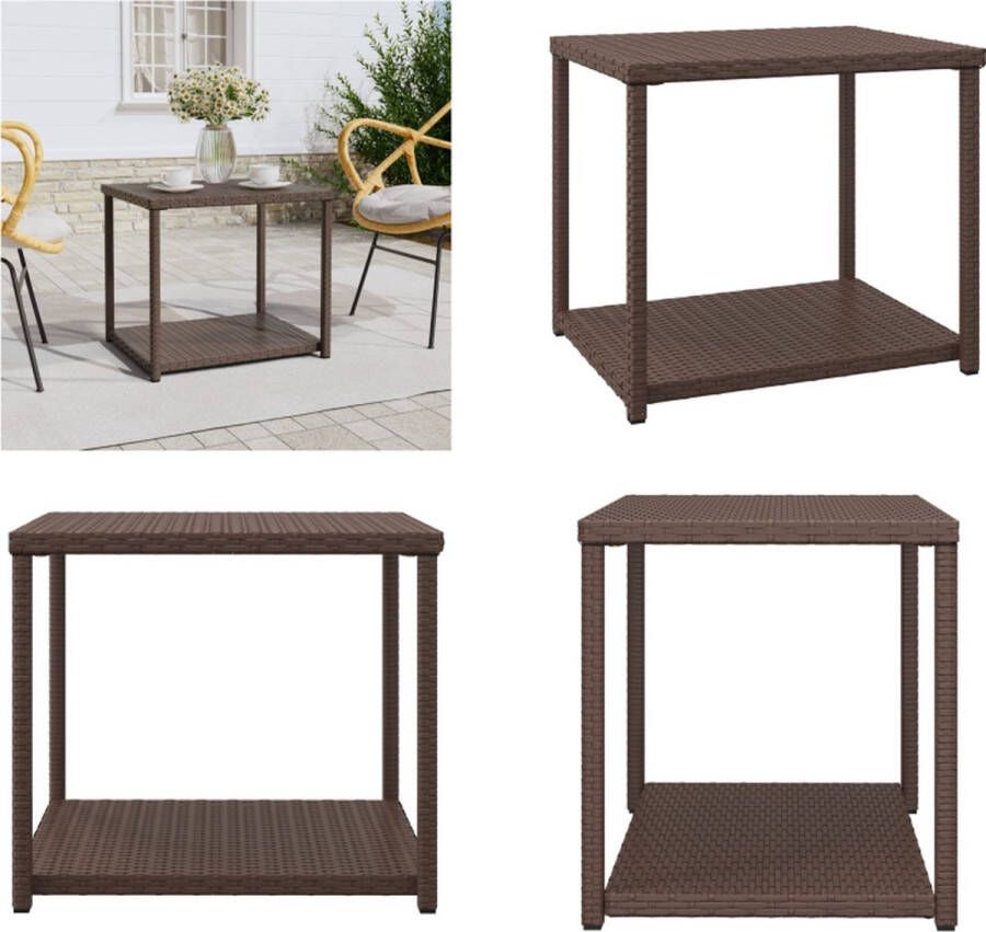 VidaXL -Bijzettafel-55x45x49-cm-poly-rattan-bruin Bijzettafel Bijzettafels Salontafel Tafel