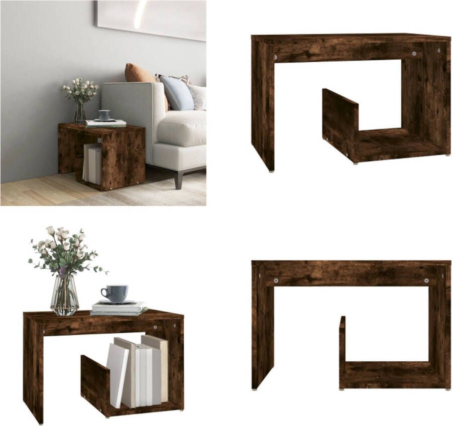 VidaXL Bijzettafel 59x36x38 cm bewerkt hout gerookt eikenkleurig Bijzettafel Bijzettafels Eindtafel Salontafel