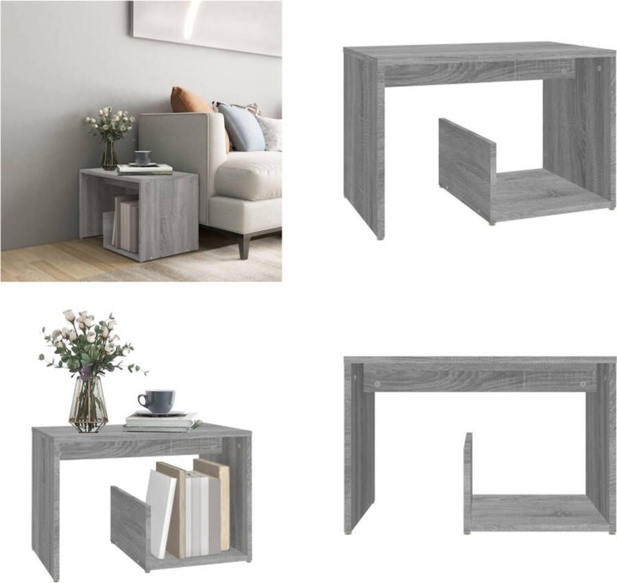 VidaXL Bijzettafel 59x36x38 cm bewerkt hout grijs sonoma eikenkleurig Bijzettafel Bijzettafels Eindtafel Salontafel