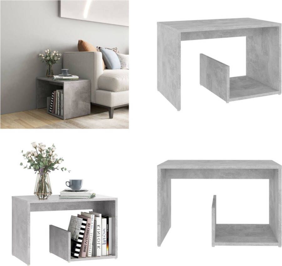 VidaXL Bijzettafel 59x36x38 cm bewerkt hout betongrijs Bijzettafel Bijzettafels Tafeltje Tafeltjes