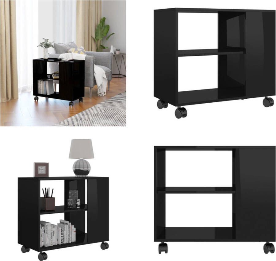 VidaXL Bijzettafel 70x35x55 cm bewerkt hout hoogglans zwart Bijzettafel Bijzettafels Bijzettafeltje Bijzettafeltjes