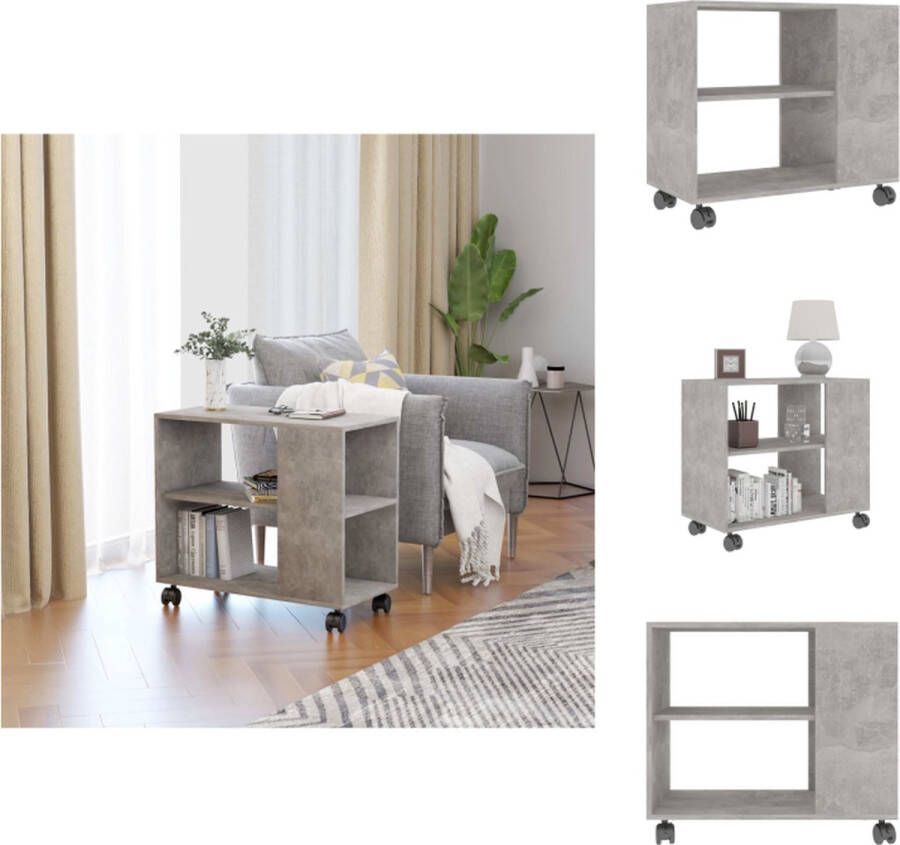 VidaXL Bijzettafel Bijzettafels Bijzettafeltje Bijzettafeltjes Bijzettafel 70x35x55 cm bewerkt hout betongrijs - Foto 2
