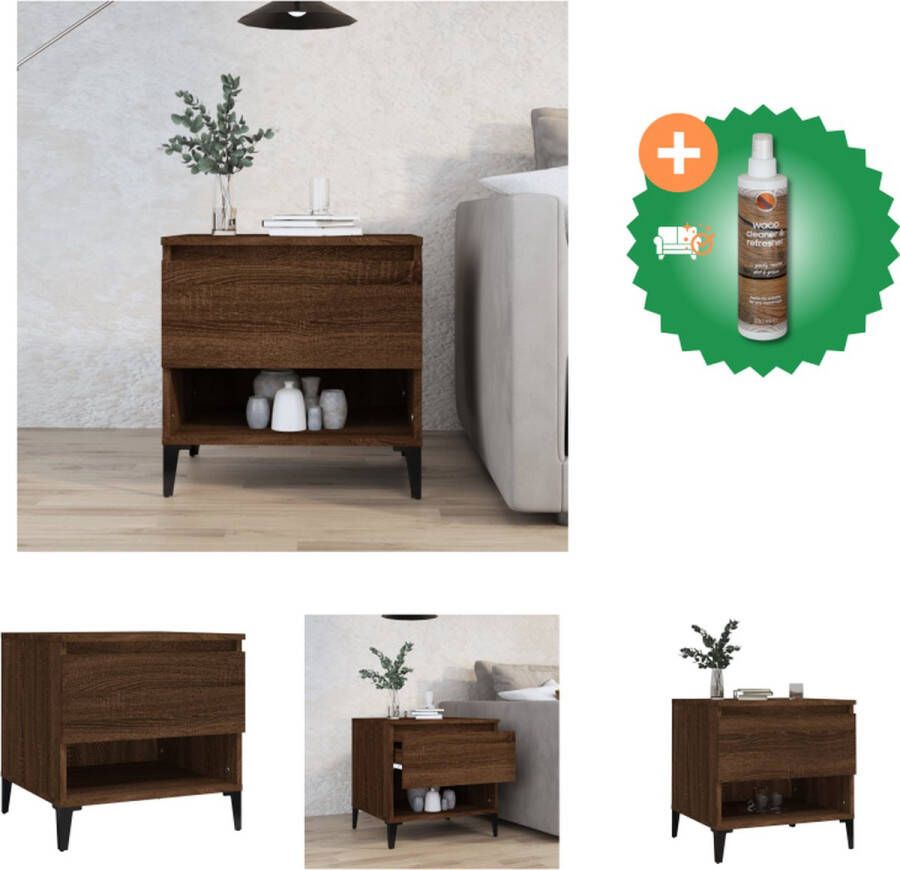 VidaXL Bijzettafel Bruineiken 50 x 46 x 50 cm Industriële stijl Tafel Inclusief Houtreiniger en verfrisser