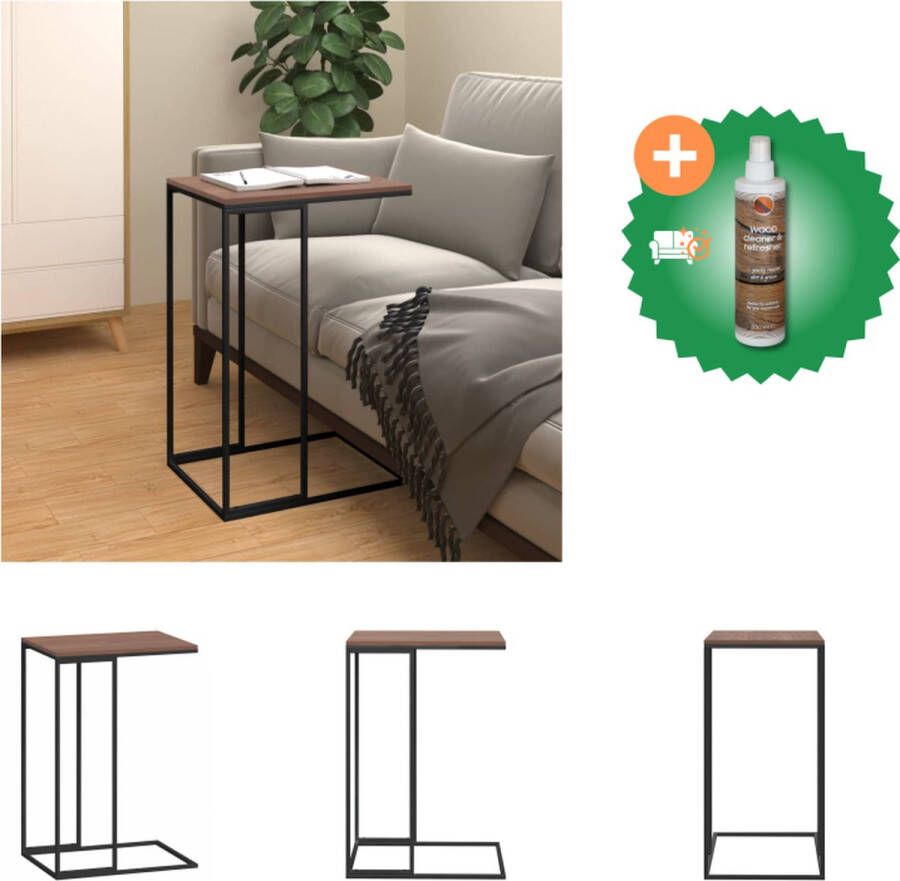 VidaXL C-vormige bijzettafel 40 x 30 x 59 cm zwart spaanplaat en staal Tafel Inclusief Houtreiniger en verfrisser