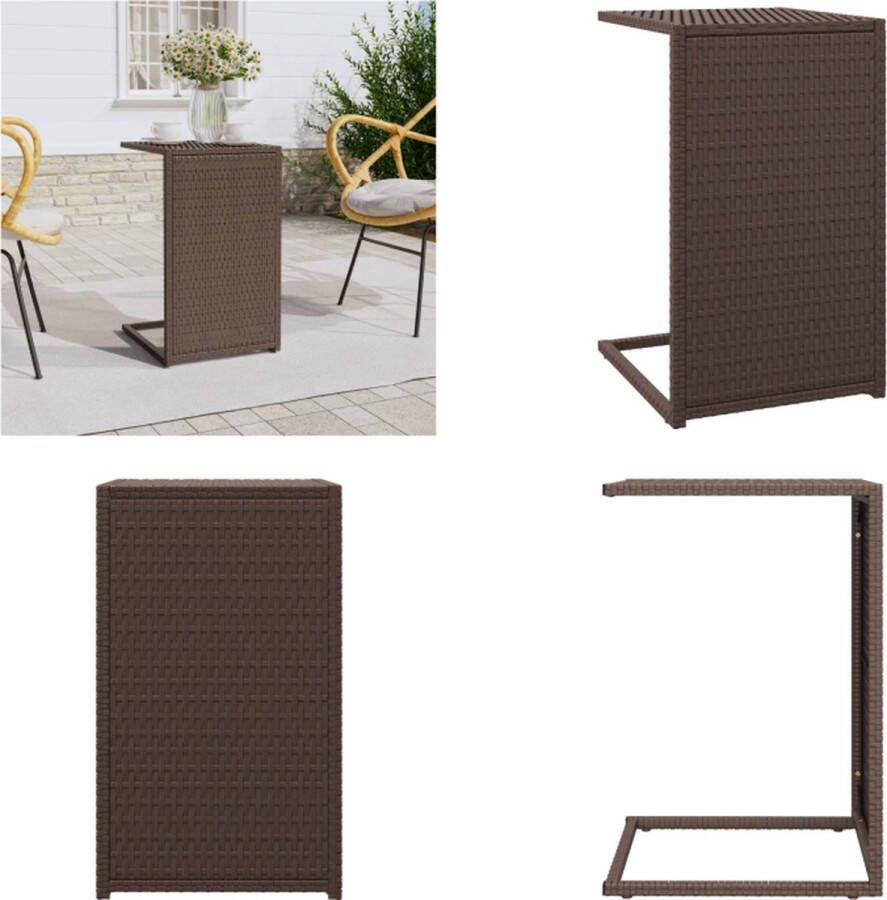 VidaXL -Bijzettafel-C-vormig-40x35x60-cm-poly-rattan-bruin Bijzettafel Bijzettafels C Tafel Salontafel