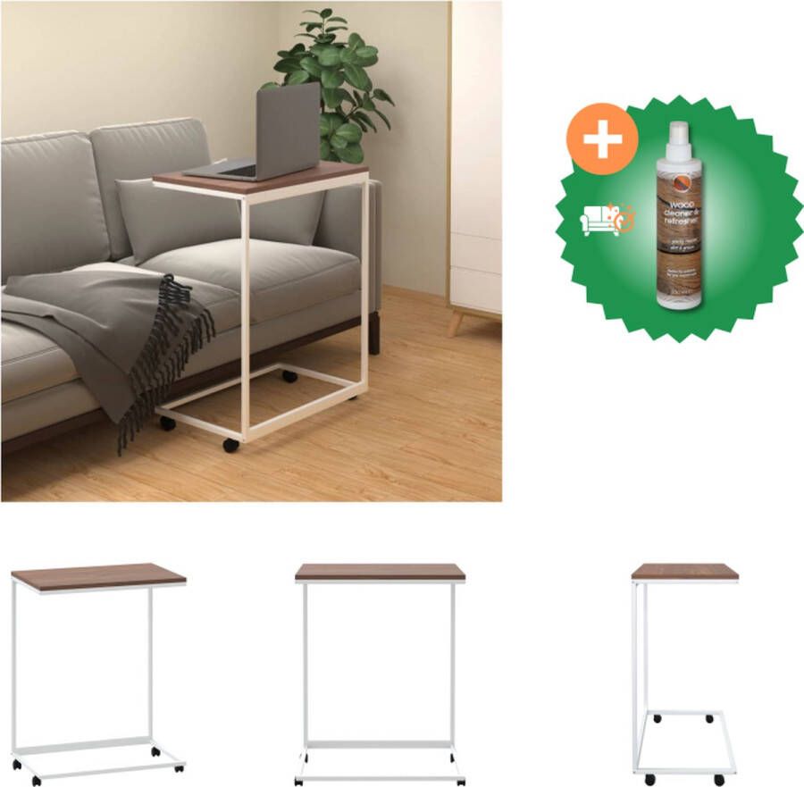 VidaXL Bijzettafel met wieltjes 55x35x70 cm bewerkt hout wit Tafel Inclusief Houtreiniger en verfrisser