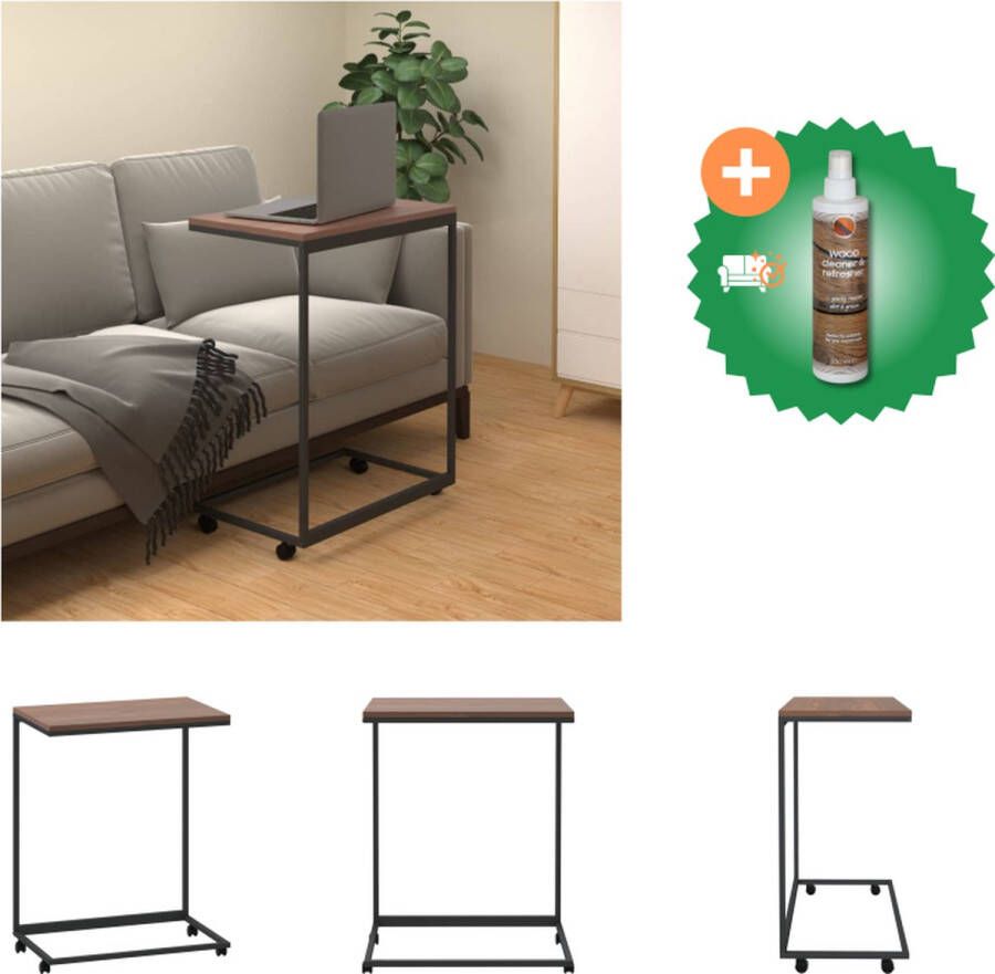 VidaXL Bijzettafel met wieltjes 55x35x70 cm bewerkt hout zwart Tafel Inclusief Houtreiniger en verfrisser