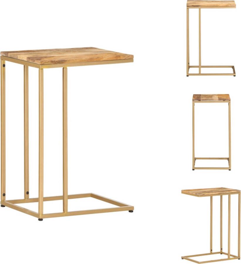 VidaXL Bijzettafel C-vormig Mangohout Goud 35x45x65cm Tafel