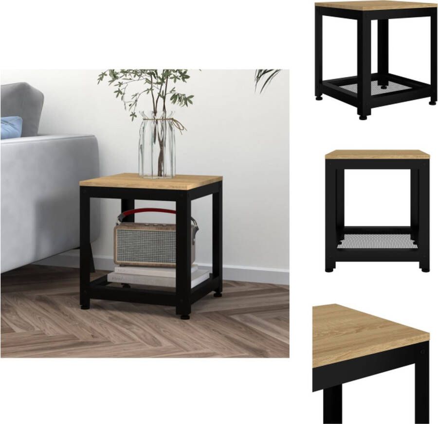 VidaXL Bijzettafel Bijzettafels Eindtafel Salontafel Bijzettafel 40x40x45 cm MDF en ijzer lichtbruin en zwart