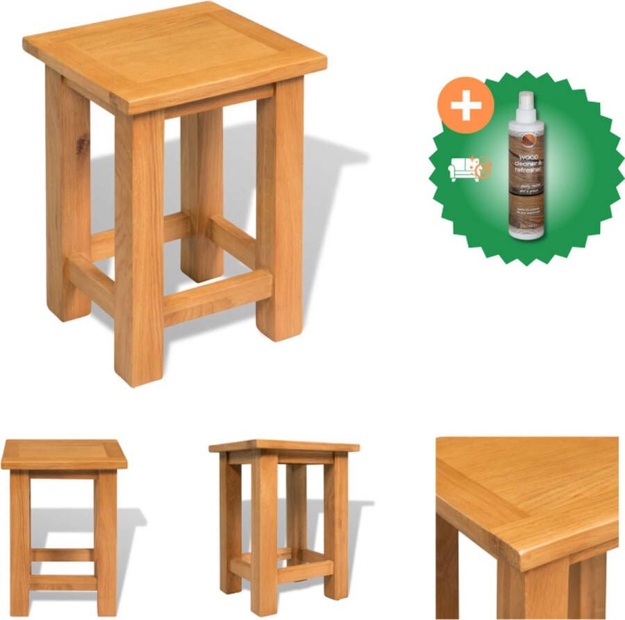 VidaXL Bijzettafel Eikenhout 27 x 24 x 37 cm Robuust en Functioneel Tafel Inclusief Houtreiniger en verfrisser