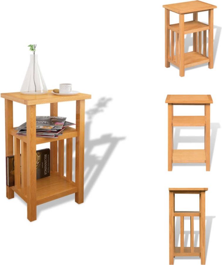 VidaXL Bijzettafel Bijzettafels Tijdschriftenrek Tijdschriftenrekken Bijzettafel met tijdschrifthouder 27x35x55 cm massief eikenhout - Foto 2