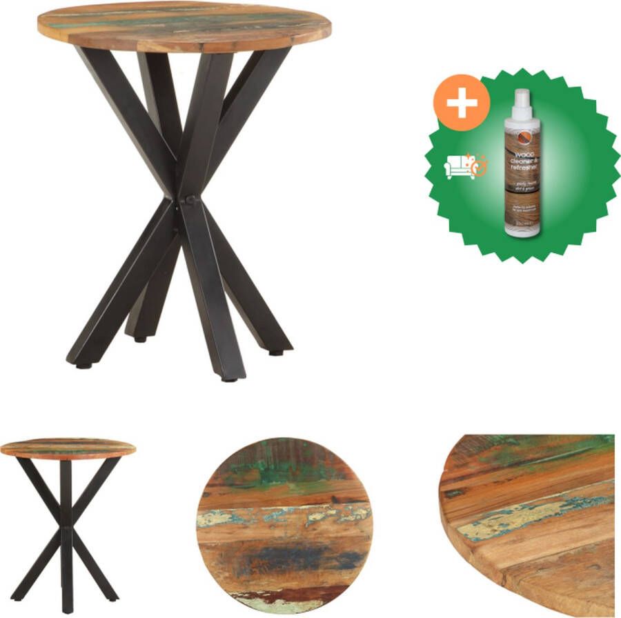 VidaXL Bijzettafel Gerecycled hout Meerkleurig 48x48x56 cm Handgemaakt Tafel Inclusief Houtreiniger en verfrisser
