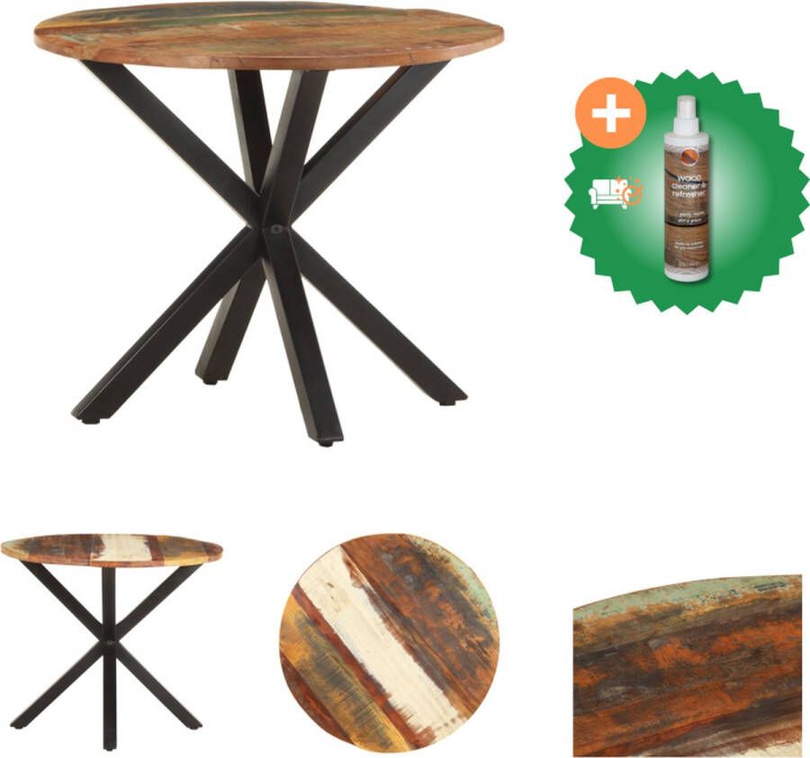 VidaXL Bijzettafel Gerecycled hout Meerkleurige afwerking 68x68x56 cm Handgemaakt Tafel Inclusief Houtreiniger en verfrisser