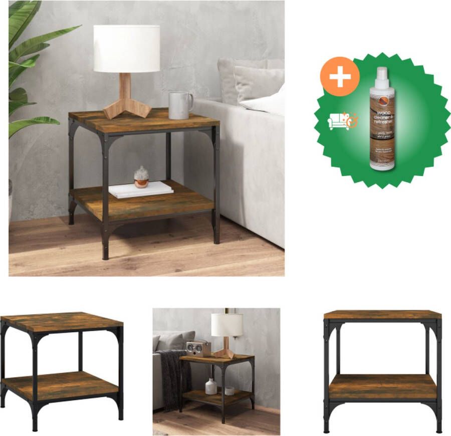 VidaXL Bijzettafel Gerookt Eiken Industriële Stijl 40 x 40 x 40 cm Tafel Inclusief Houtreiniger en verfrisser - Foto 2