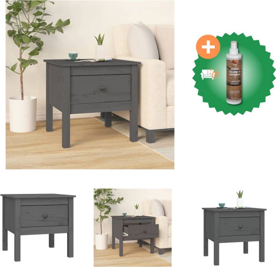 VidaXL Bijzettafel 50x50x49 cm massief grenenhout grijs Tafel Inclusief Houtreiniger en verfrisser