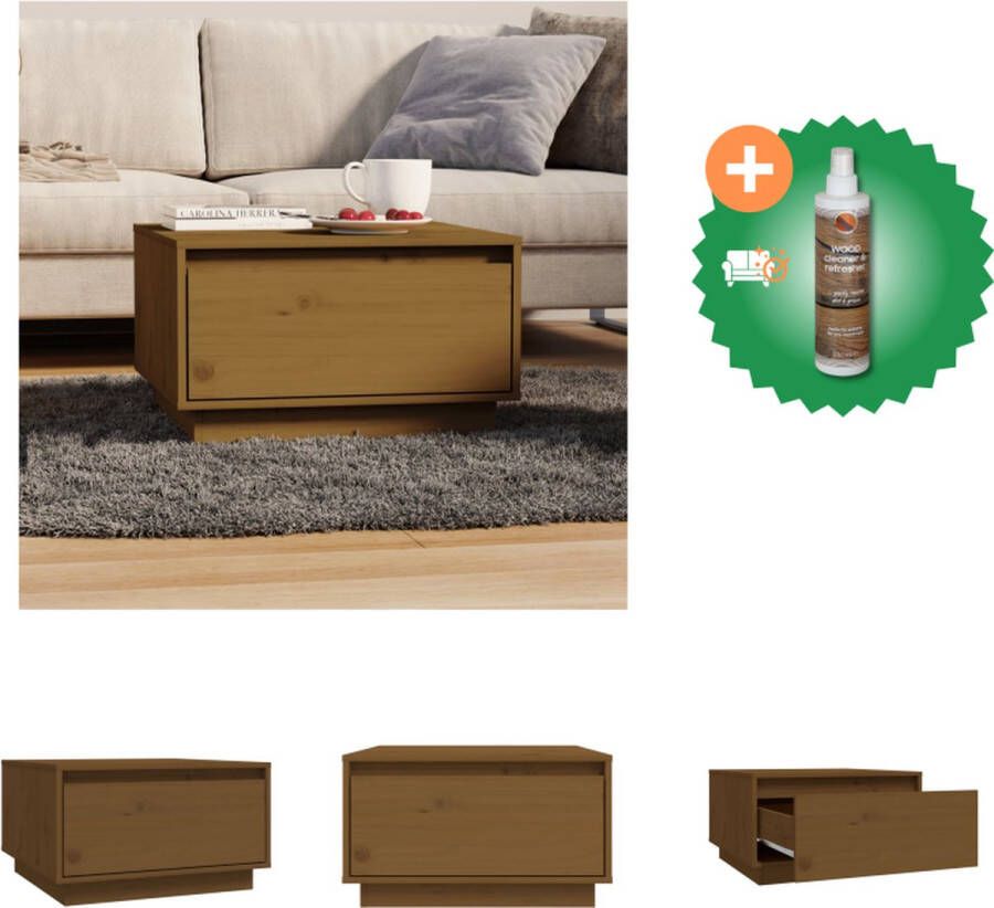 VidaXL Salontafel 55x56x32 cm massief grenenhout honingbruin Tafel Inclusief Houtreiniger en verfrisser