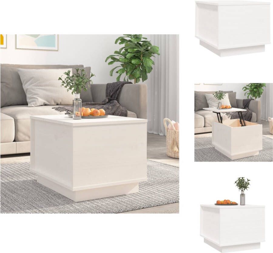 VidaXL Salontafel Salontafels Tafel Bijzettafel Salontafel 40x50x35 cm massief grenenhout wit - Foto 2