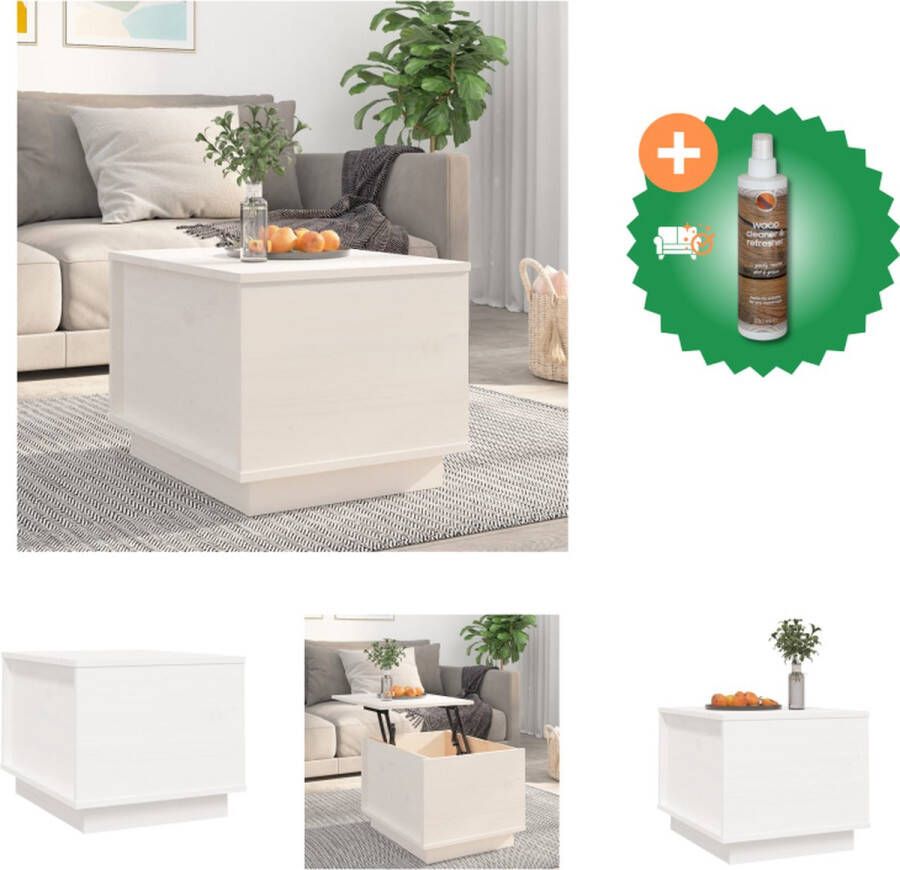 VidaXL Bijzettafel Grenenhout Wit 40x50x35 cm Lift-top Tafel Inclusief Houtreiniger en verfrisser