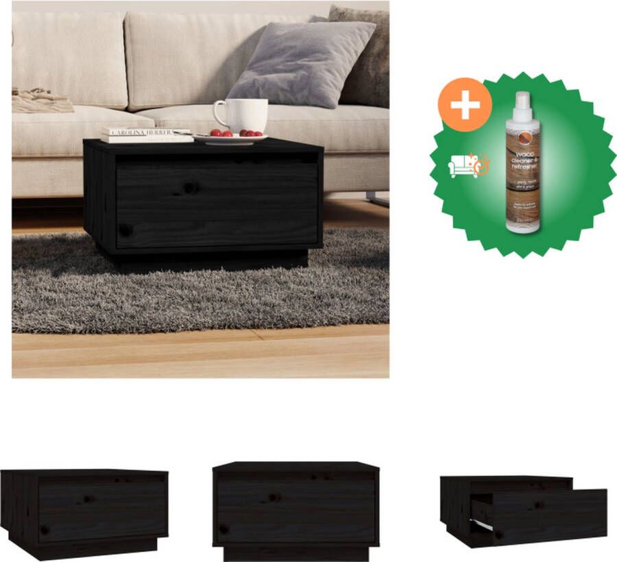 VidaXL Bijzettafel Grenenhout Zwarte Kleur 55 x 56 x 32 cm Met Lade Tafel Inclusief Houtreiniger en verfrisser