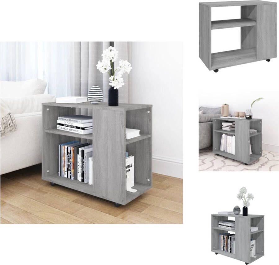 VidaXL Bijzettafel Bijzettafels Eindtafel Salontafel Bijzettafel 70x35x55 cm bewerkt hout grijs sonoma eikenkleurig - Foto 2