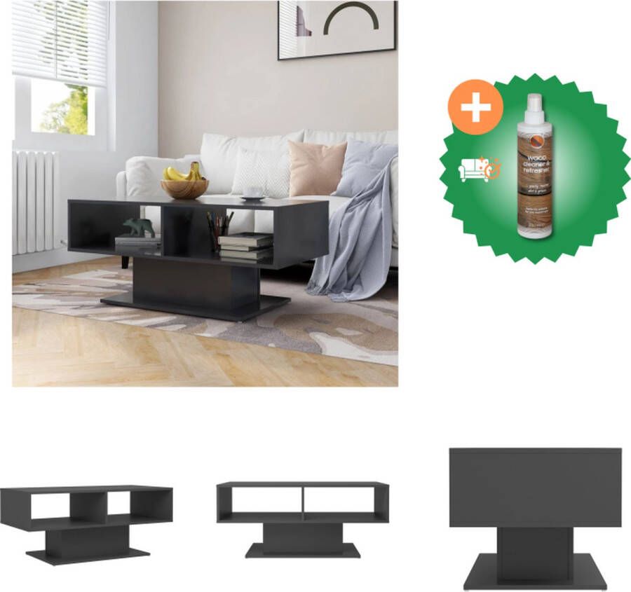 VidaXL Bijzettafel Grijs Spaanplaat 103.5 x 50 x 44.5 cm (L x B x H) Opslagschap Tafel Inclusief Houtreiniger en verfrisser