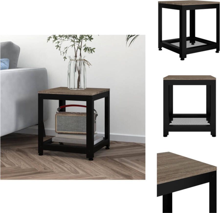 VidaXL Bijzettafel Bijzettafels Eindtafel Salontafel Bijzettafel 40x40x45 cm MDF en ijzer grijs en zwart