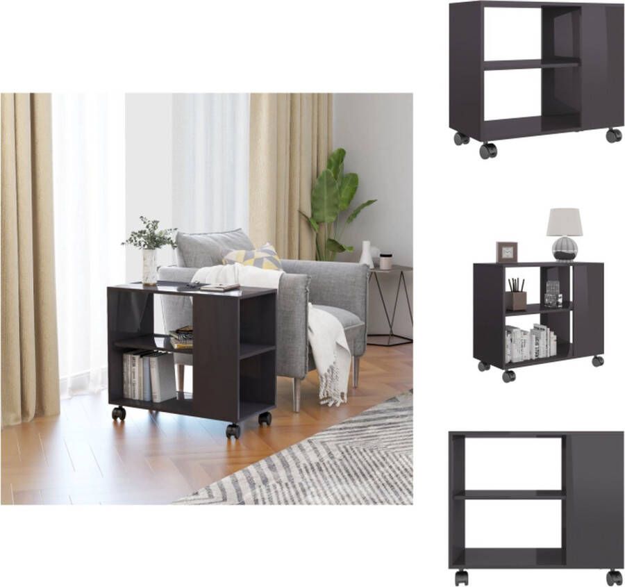 VidaXL Bijzettafel Bijzettafels Bijzettafeltje Bijzettafeltjes Bijzettafel 70x35x55 cm bewerkt hout hoogglans grijs - Foto 2