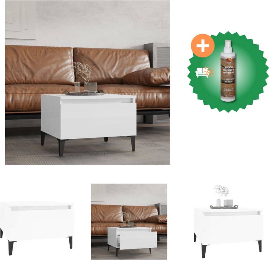 VidaXL Scandinavische bijzettafel bewerkt hout 50 x 46 x 35 cm hoogglans wit Tafel Inclusief Houtreiniger en verfrisser - Foto 2