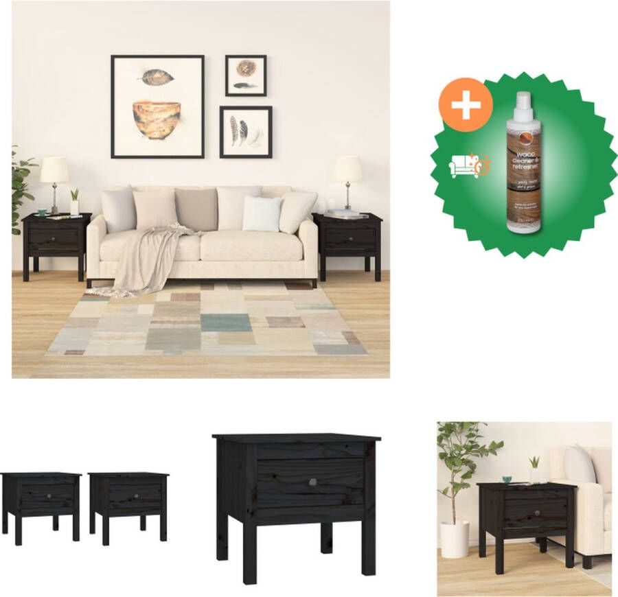 VidaXL Bijzettafel Houten bijzettafels Tafel 50x50x49 cm Massief grenenhout Tafel Inclusief Houtreiniger en verfrisser