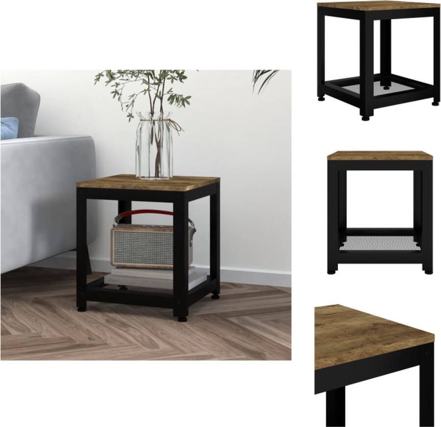 VidaXL Bijzettafel Bijzettafels Eindtafel Salontafel Bijzettafel 40x40x45 cm MDF en ijzer donkerbruin en zwart