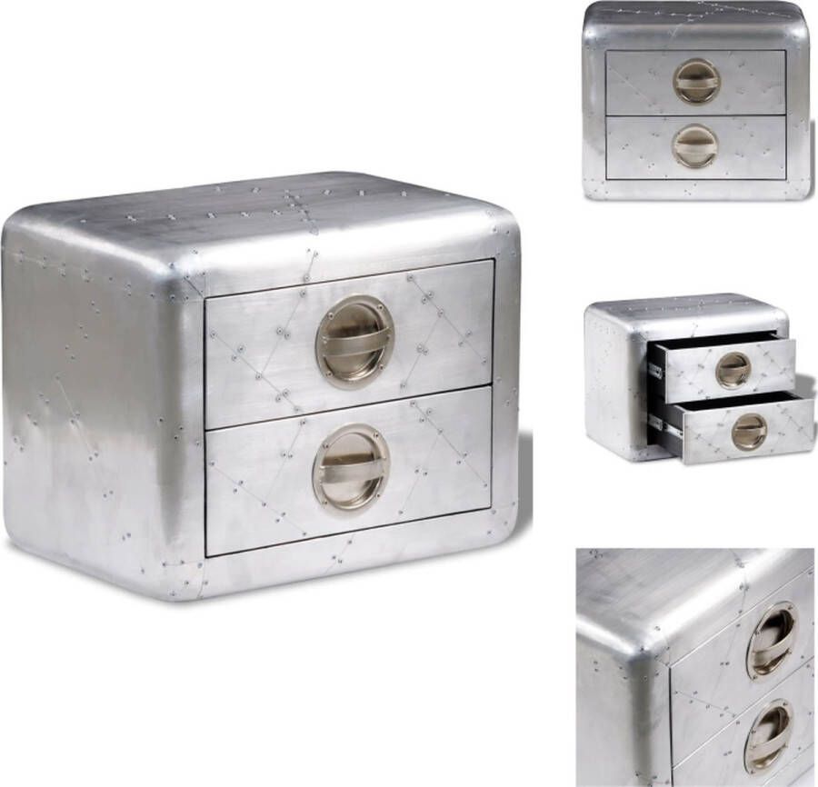 VidaXL Bijzettafel Bijzettafels Bijzet Tafel Bijzet Tafels Bijzettafel met 2 lades in vintage luchtvaartstijl - Foto 2