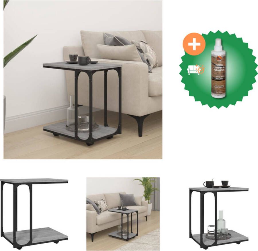 VidaXL Bijzettafel met wieltjes 50x35x55-5 cm hout grijs sonoma eiken Tafel Inclusief Houtreiniger en verfrisser