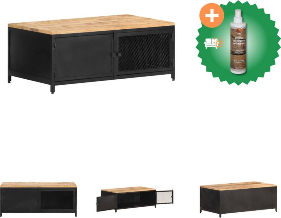 VidaXL Bijzettafel Industrial 90x50x37 cm Ruw mangohout met ijzer Tafel Inclusief Houtreiniger en verfrisser