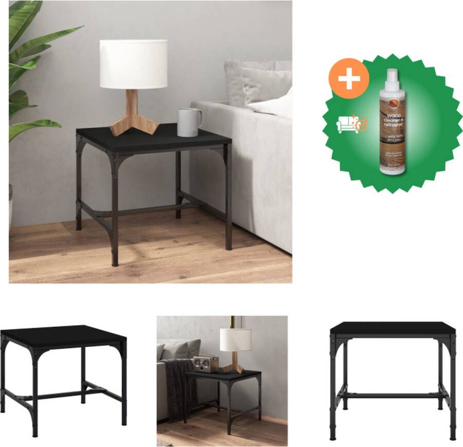 VidaXL Bijzettafel Industrieel 40 x 40 x 35 cm Zwart Tafel Inclusief Houtreiniger en verfrisser