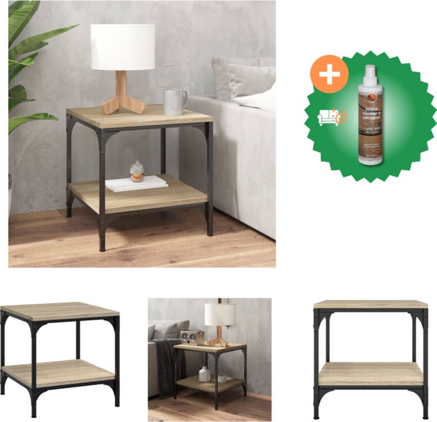 VidaXL Bijzettafel Industriële Salontafel 40 x 40 x 40 cm Sonoma Eiken Tafel Inclusief Houtreiniger en verfrisser - Foto 2