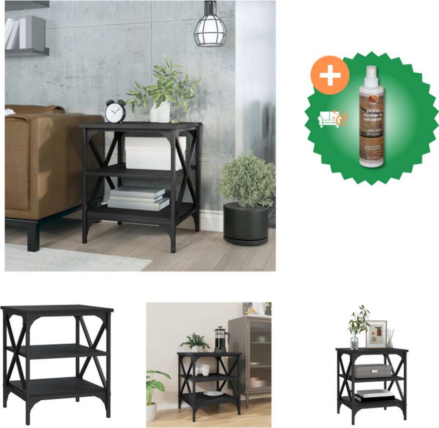 VidaXL Bijzettafel Industrieel 40 x 42 x 50 cm Zwart Tafel Inclusief Houtreiniger en verfrisser
